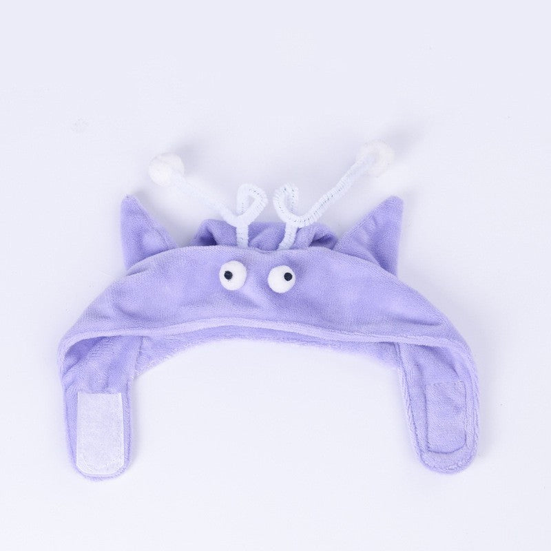 Head-Worn Feather Teaser Hat for Cats - Purple