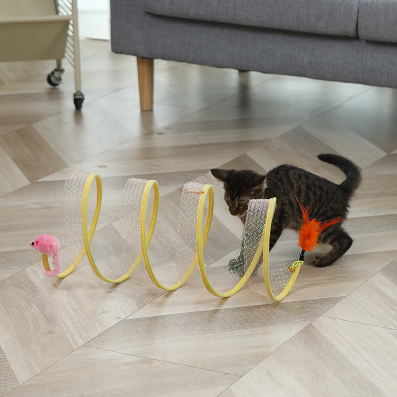 Mesh Cat Tunnel with Hanging Toys