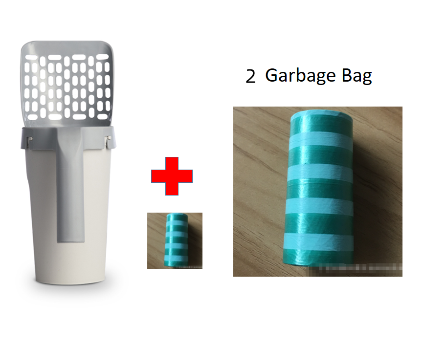 Cat Litter Scoop with Built-In Bag Holder - With 2bags