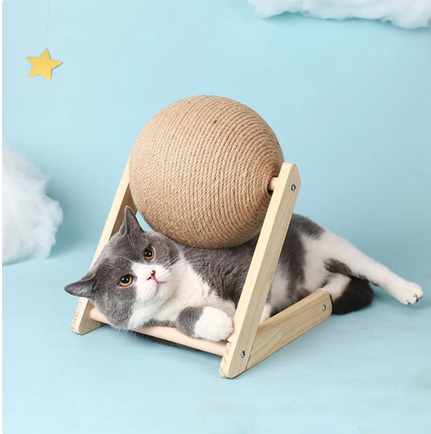 Sisal Scratching Ball with Wooden Frame