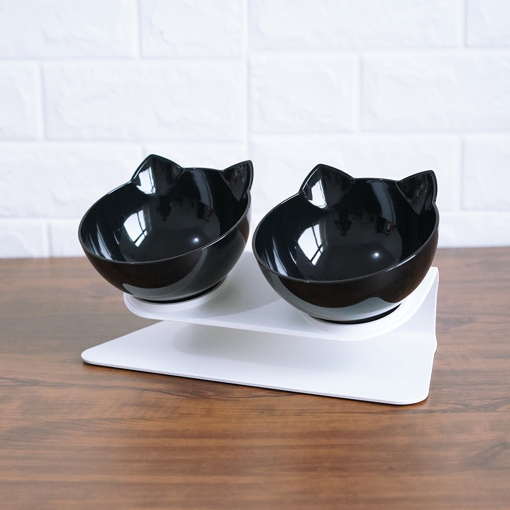 Cat Head Tilted Double Bowl