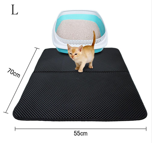 Double-Layer Cat Litter Mat - L / Black