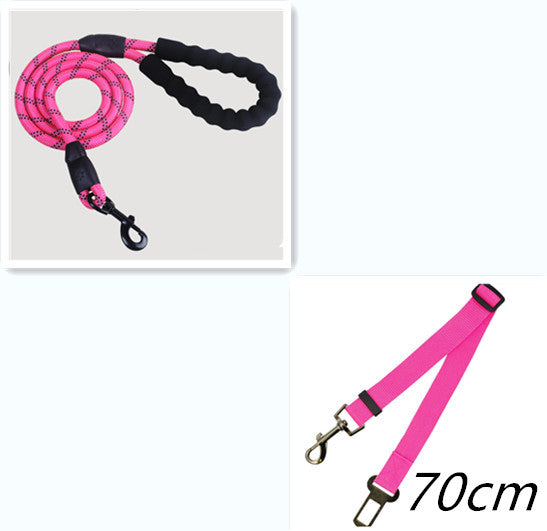 Reflective Nylon Dog Leash - Pink set