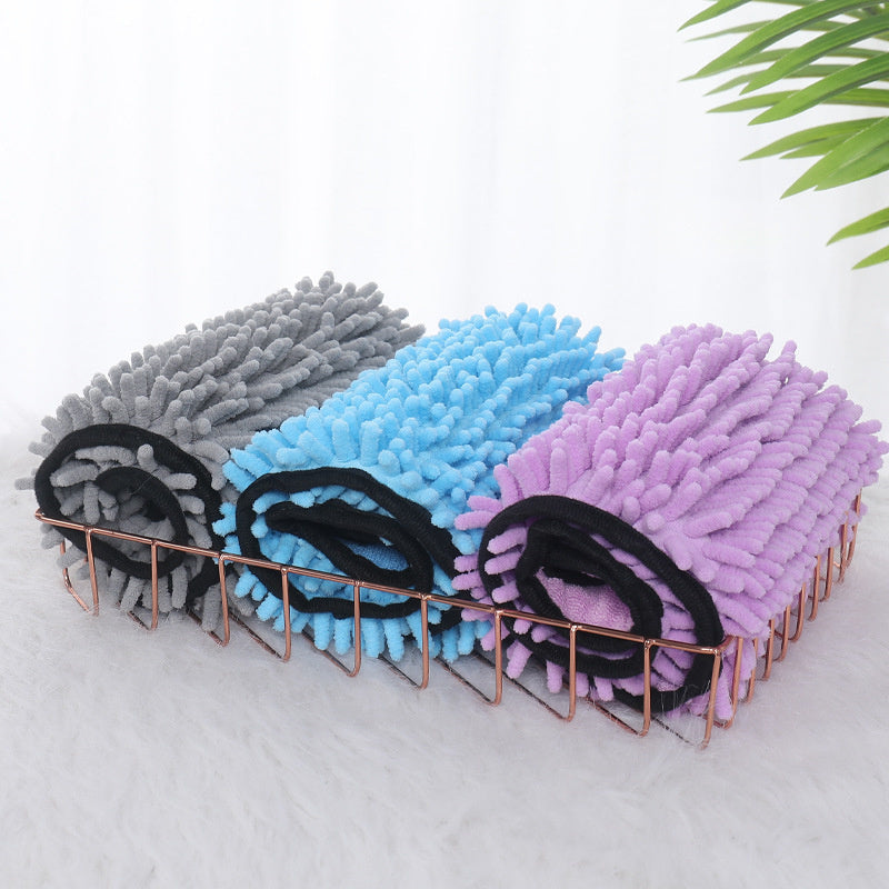 Chenille Pet Towel with Hand Pockets