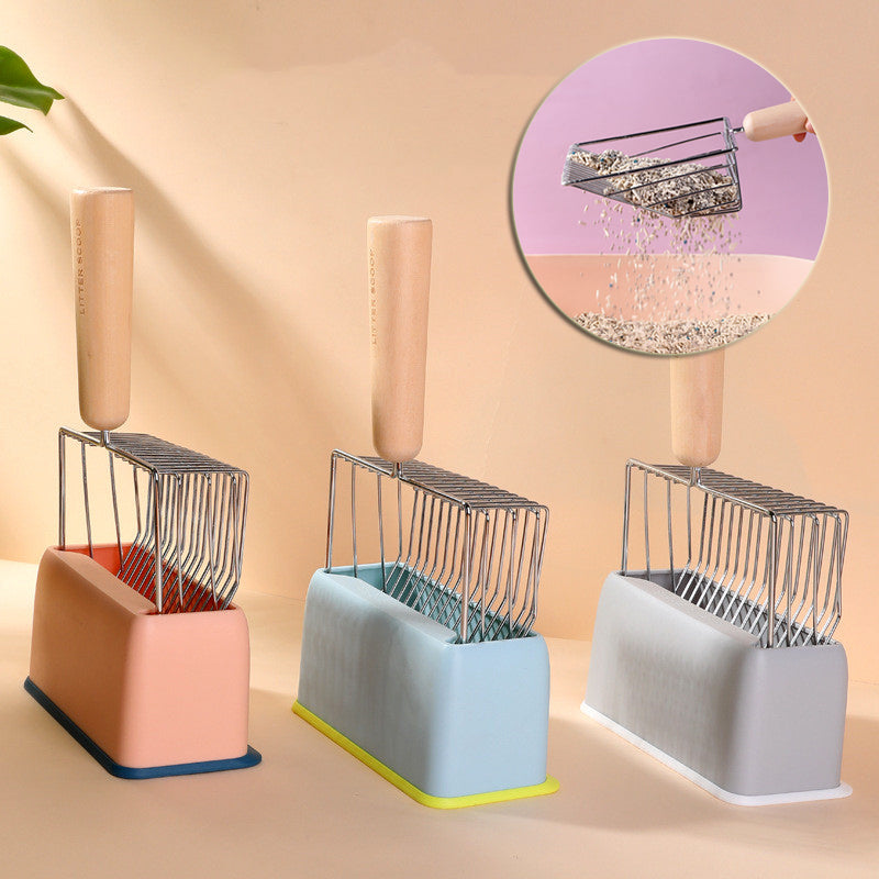 Metal Cat Litter Scoop with Wooden Handle
