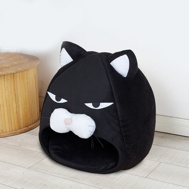 Plush Enclosed Pet House Bed