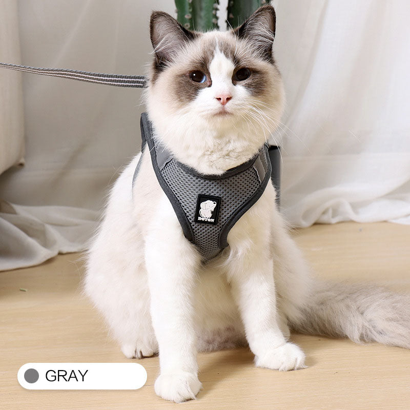 Mesh Cat Walking Harness - Grey / L
