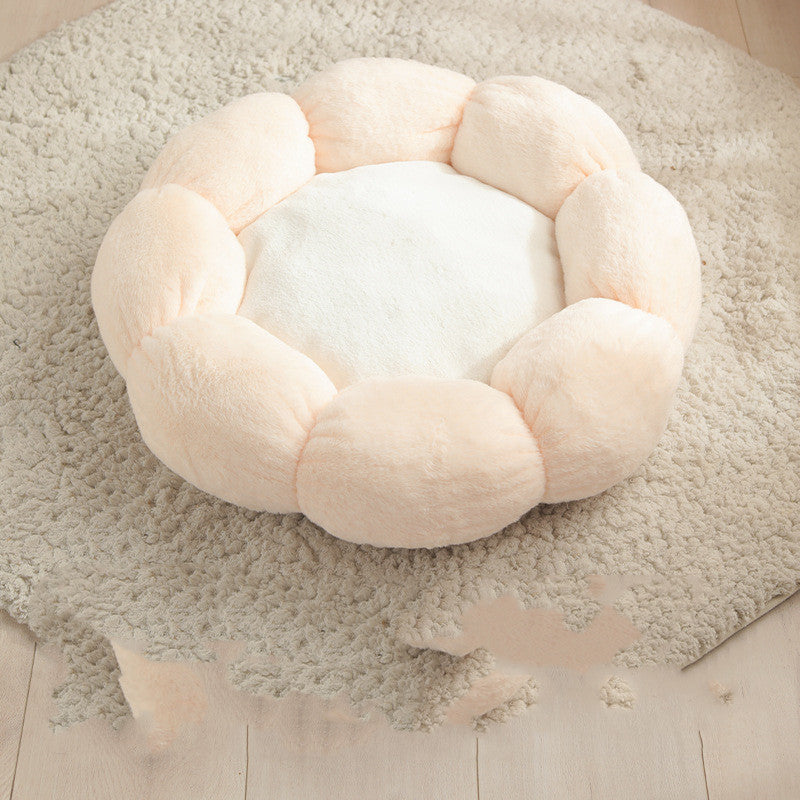 Flower-Shaped Pet Bed Mat - Light pink white / 40cm