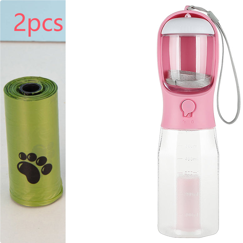 3-in-1 Pet Travel Water Bottle - Pink 2pcs