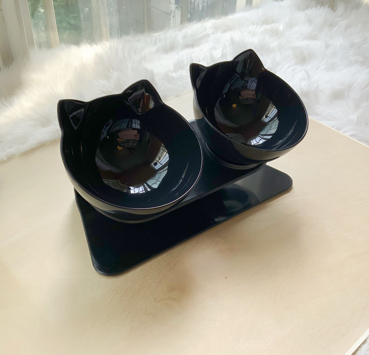 Cat Head Tilted Double Bowl