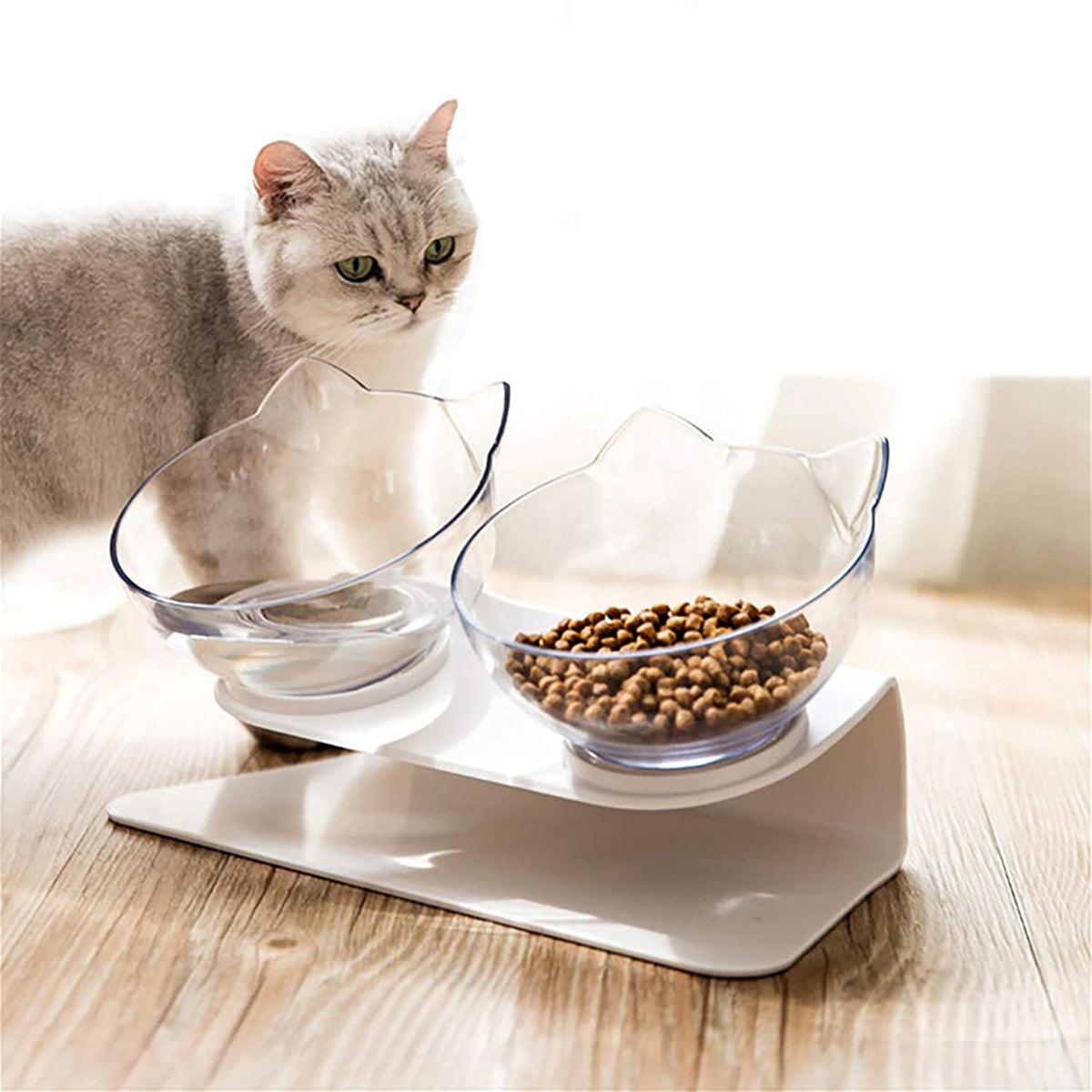 Elevated Tilted Cat Bowl Stand