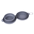 Collapsible Double Pet Bowl with Mat - Grey