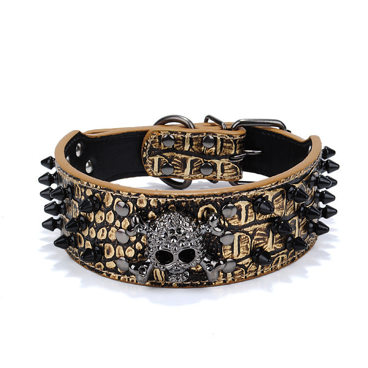 Skull Stud PU Dog Collar