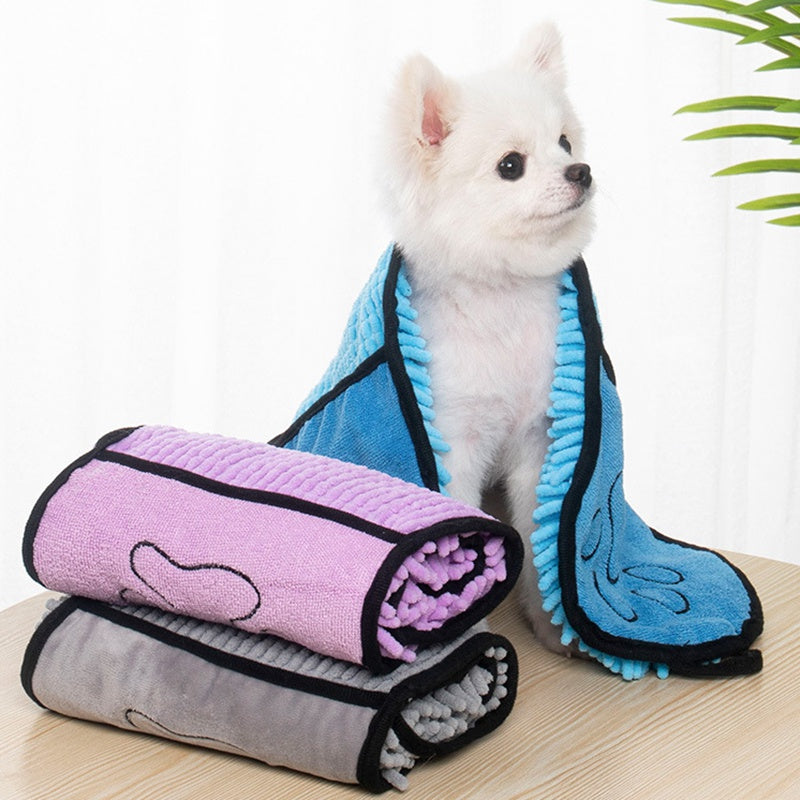Chenille Pet Towel with Hand Pockets