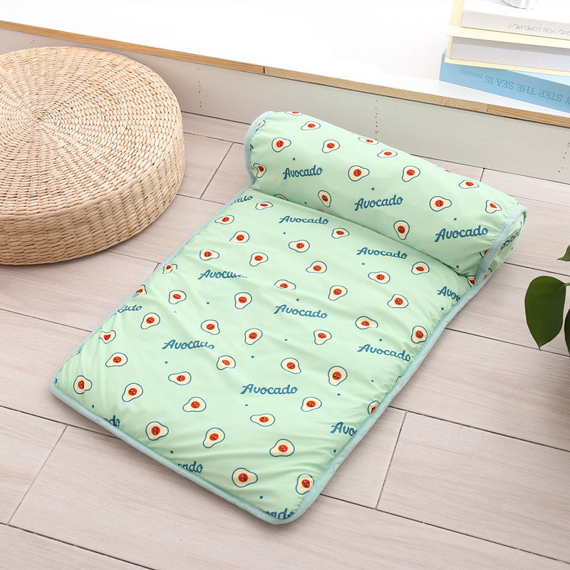 Ice Silk Pet Mat with Pillow