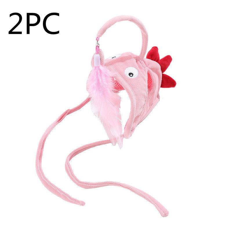 Head-Worn Feather Teaser Hat for Cats - Set19
