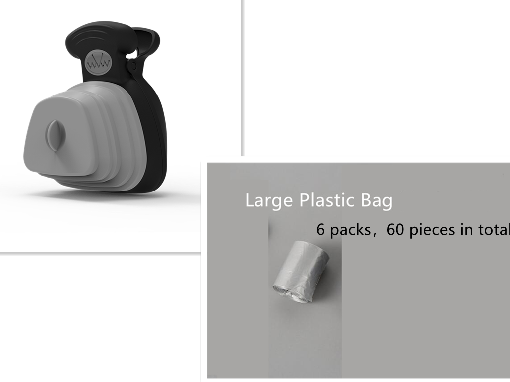 Foldable Poop Scooper With Bag Dispenser - Grey set / Big