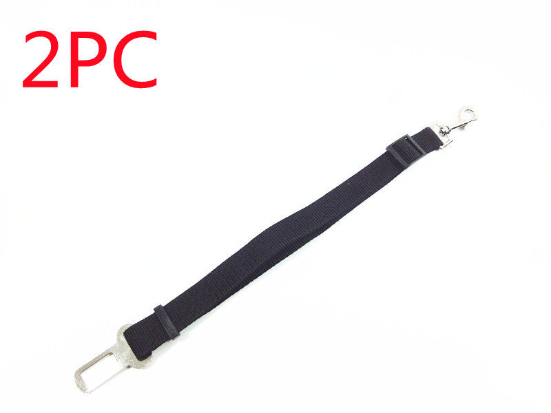 Adjustable Car Seat Belt Dog Lead - Black 2PC