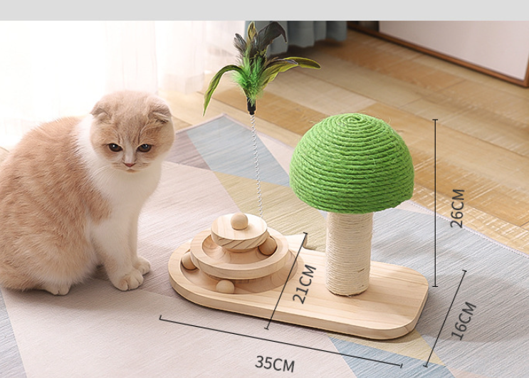 Wooden Ball Track Cat Toy with Sisal Balls