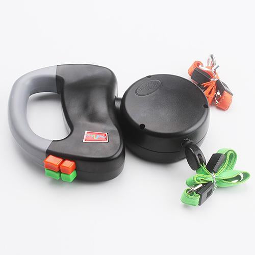 Retractable Dual Dog Walking Leash - Black