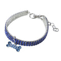 Rhinestone Pet Collar With Crystal Pendant - Blue / L