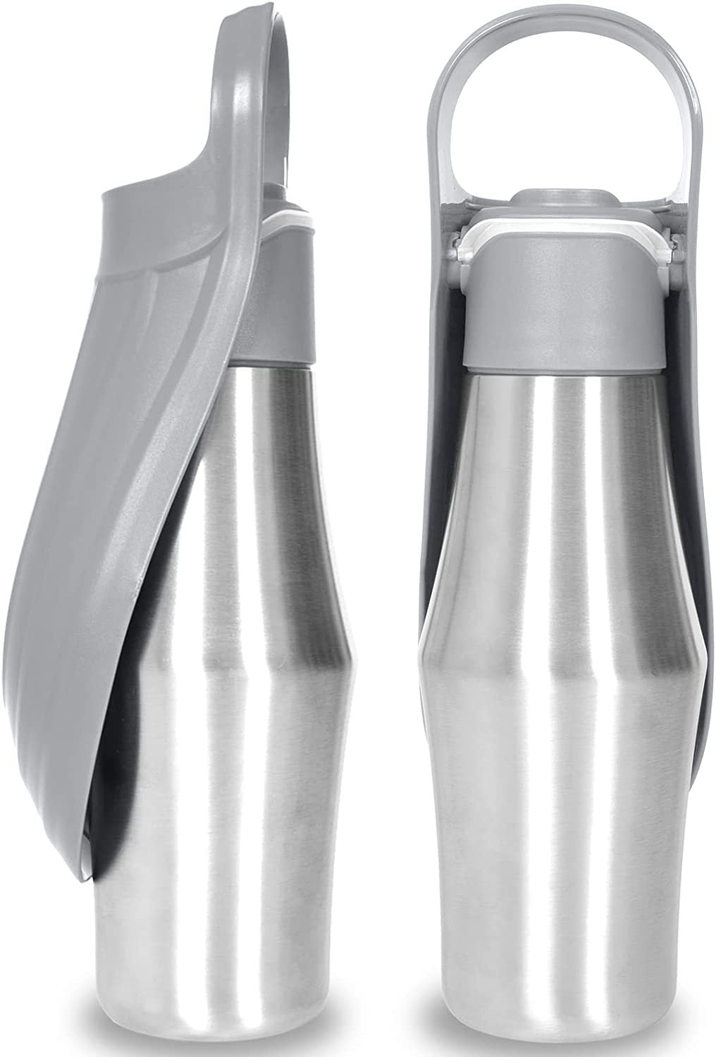 Stainless Steel Dog Water Bottle with Leaf Bowl