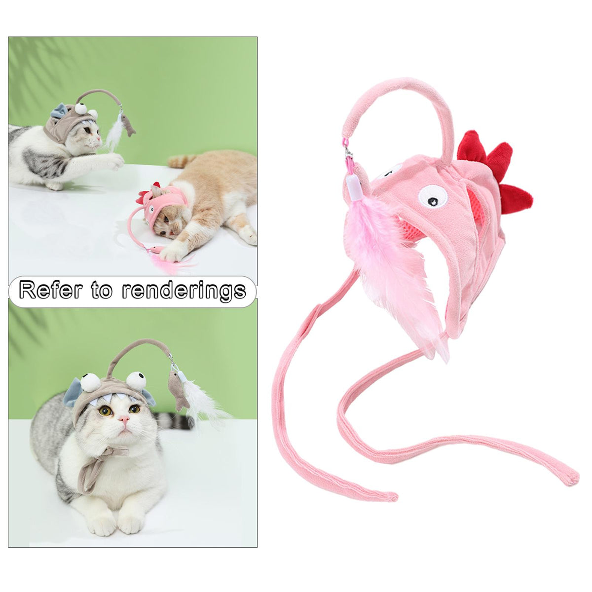 Head-Worn Feather Teaser Hat for Cats
