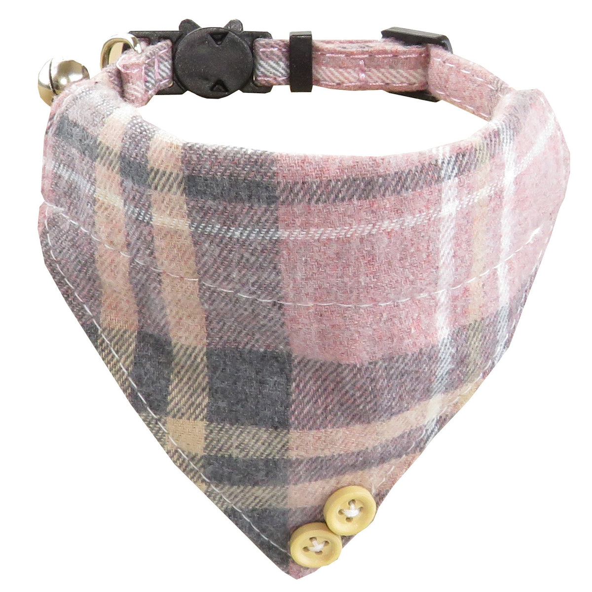 Plaid Cat Collar with Bow Tie or Bandana - Pink / Bandana