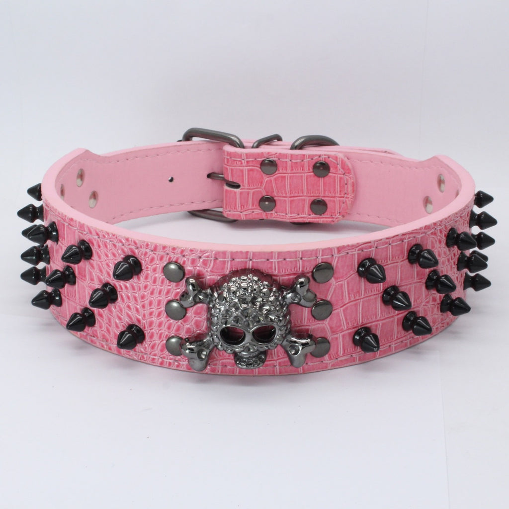 Skull Stud PU Dog Collar
