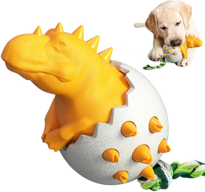 Dino Egg Chew Toy with Rope - Orange