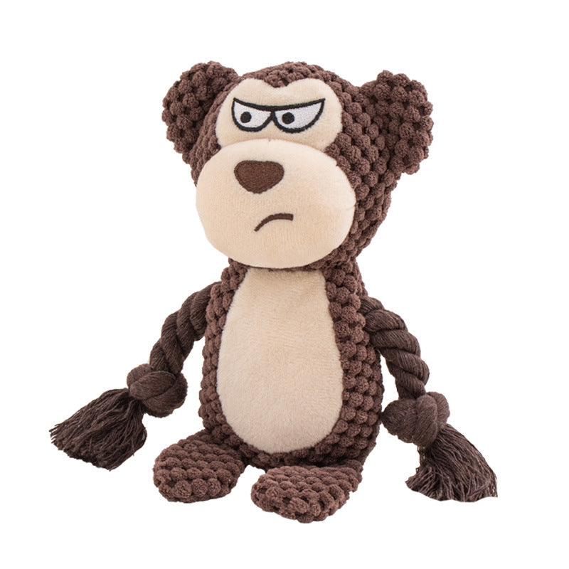 Plush Animal Rope Tug Toy for Dogs - Monkey