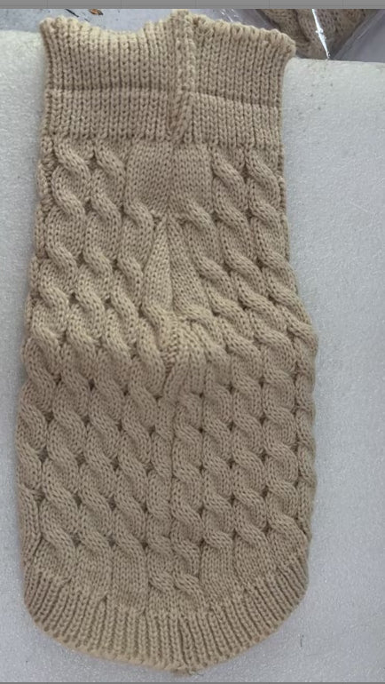 Acrylic Knit Dog Sweater - Beige / L