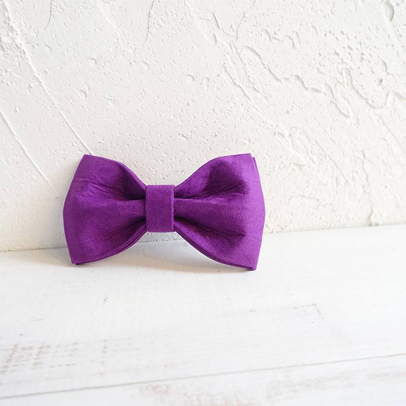 Purple Velvet Dog Bow Tie Collar