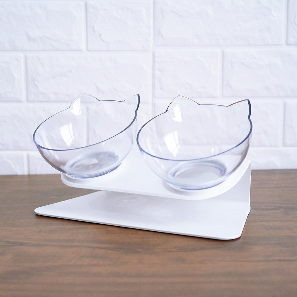Cat Head Tilted Double Bowl