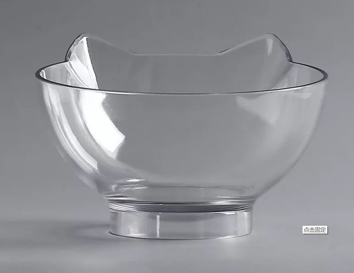 Tilted Cat Ear Pet Bowl - Single Clear Lucite / Q1pcs