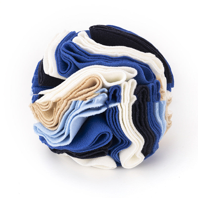 Fleece Snuffle Ball for Dogs and Cats - White rice blue / 15cm