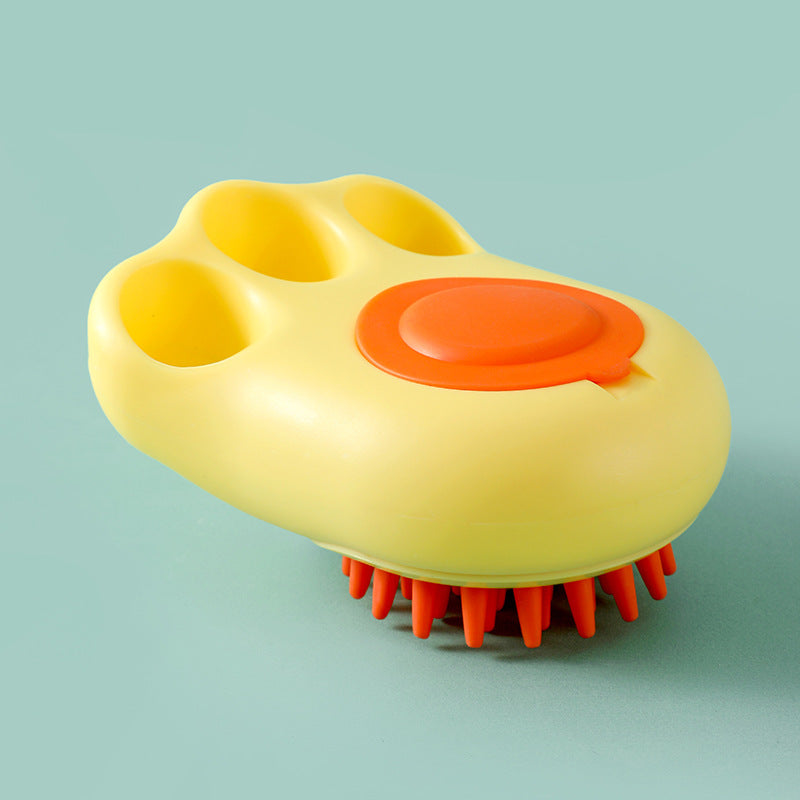 Paw-Shaped Pet Bath Brush - Yellow