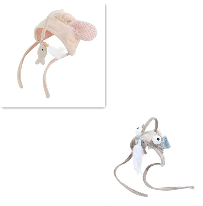 Head-Worn Feather Teaser Hat for Cats - Set25