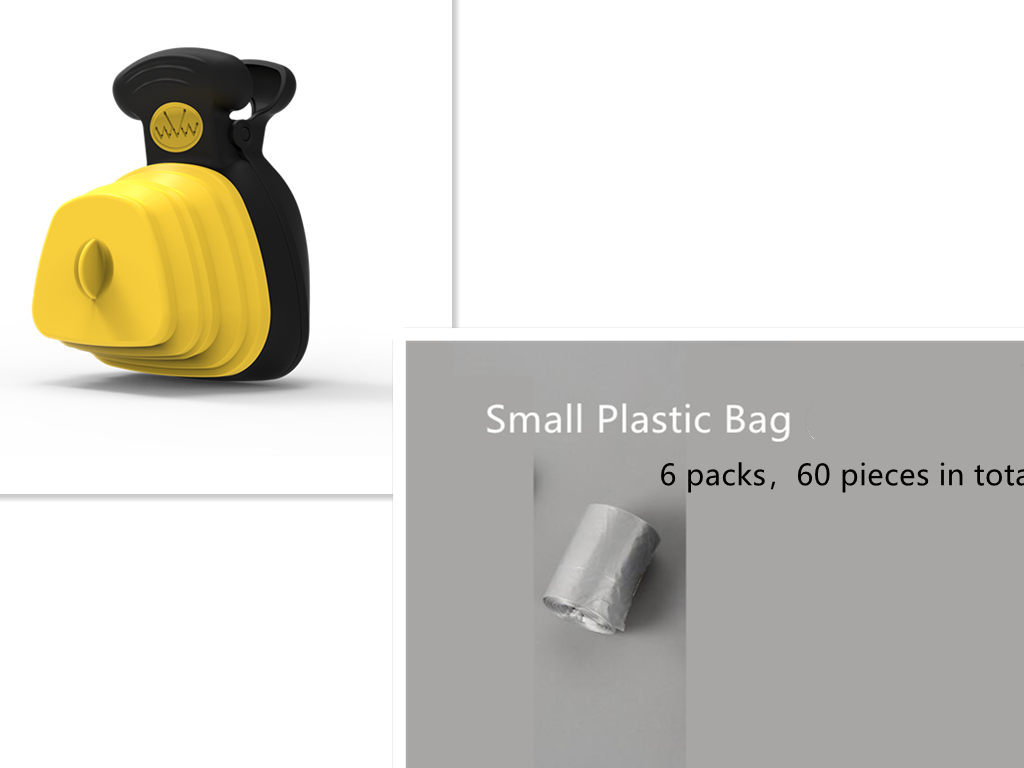 Foldable Poop Scooper With Bag Dispenser - Yellow set / Small