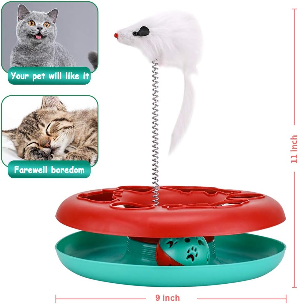 Roller Track Tower Cat Toy with Spring