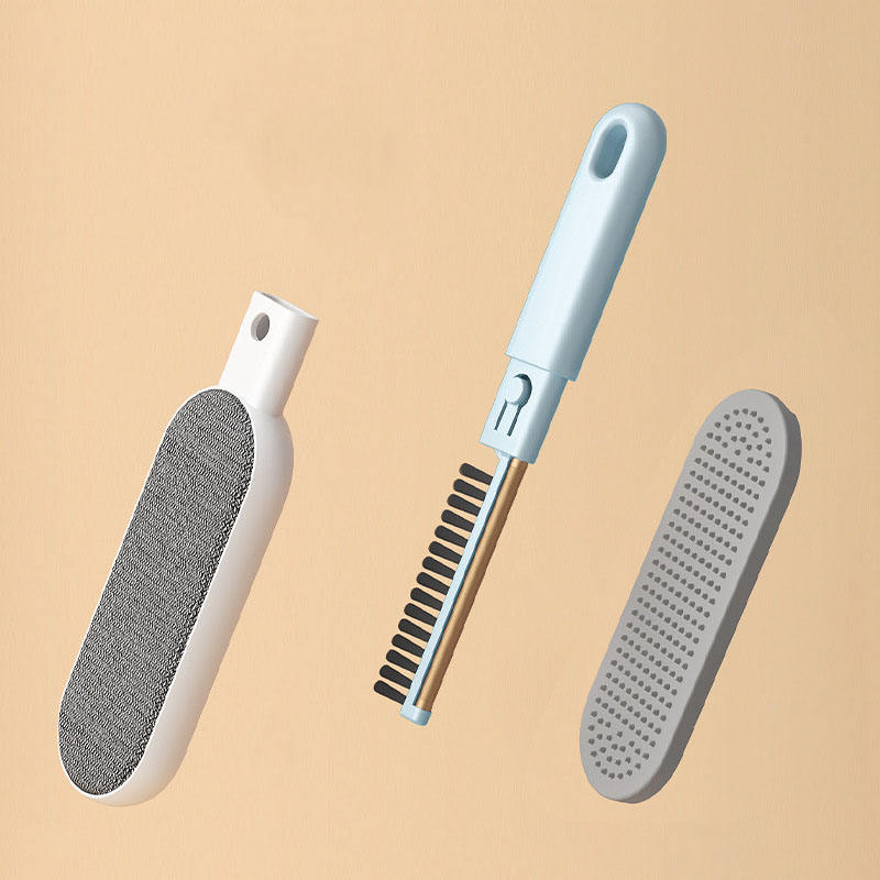 Reusable Pet Hair Remover brush head and handle shown separately