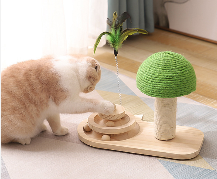 Wooden Ball Track Cat Toy with Sisal Balls