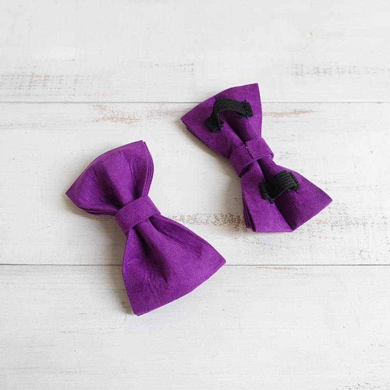Purple Velvet Dog Bow Tie Collar