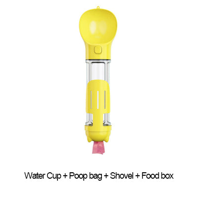 3-in-1 Dog Water Bottle and Feeder - 300ml / Yellow