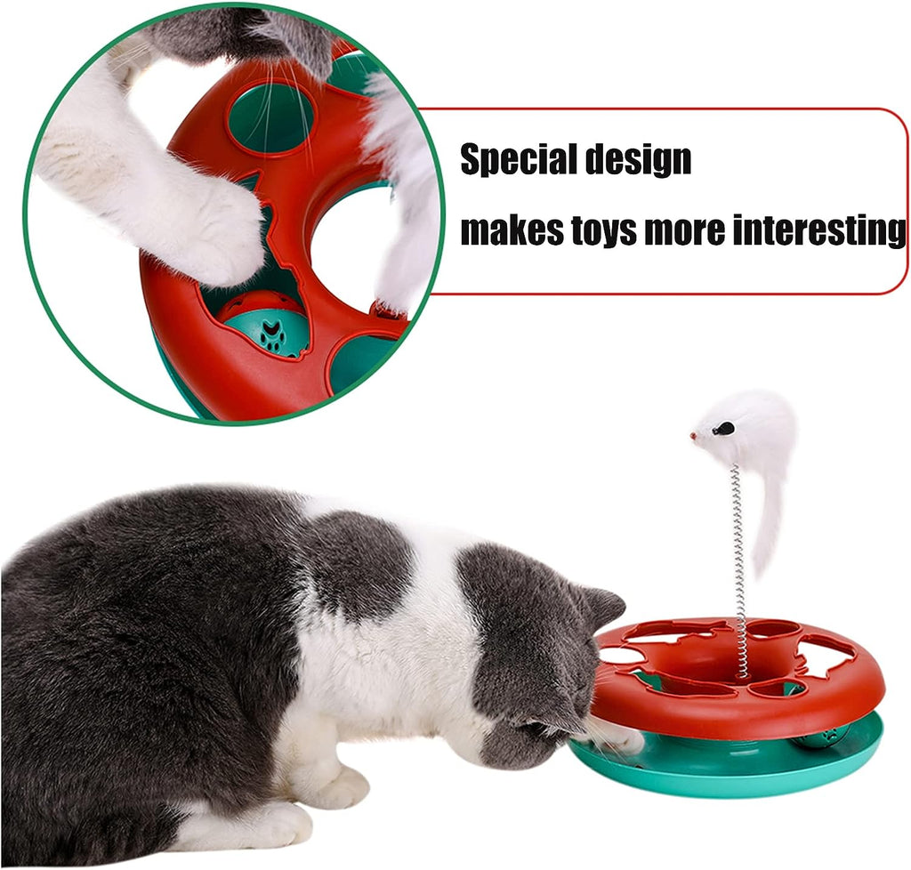 Roller Track Tower Cat Toy with Spring