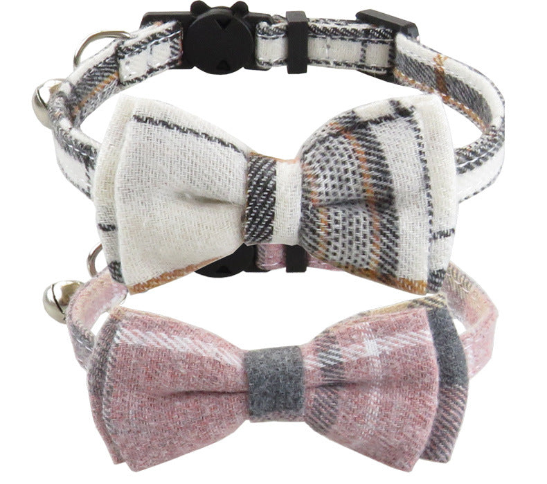 Plaid Cat Collar with Bow Tie or Bandana