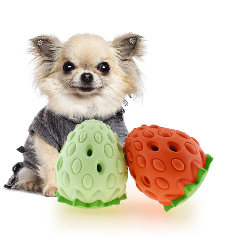 Strawberry Treat-Dispensing Rubber Toy