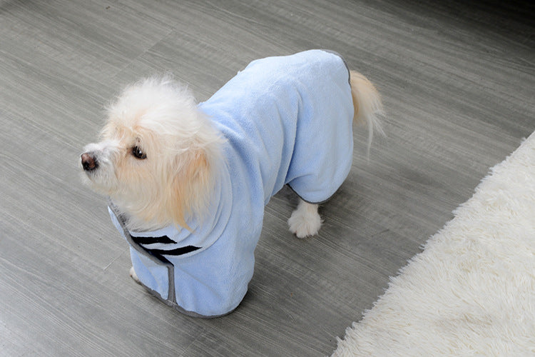 Microfiber Pet Bathrobe - Blue / XS