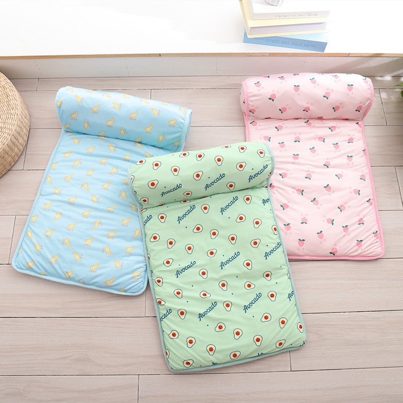 Ice Silk Pet Mat with Pillow