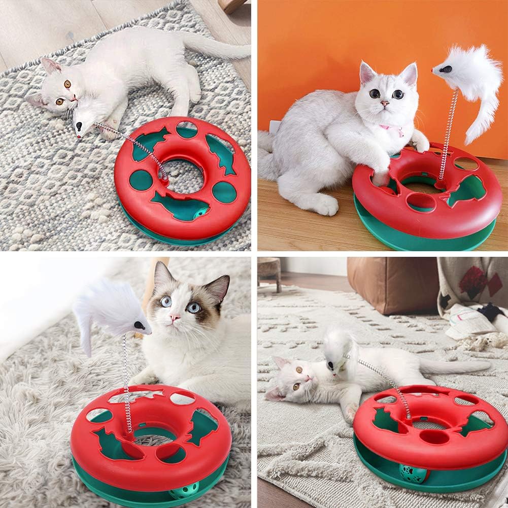 Roller Track Tower Cat Toy with Spring